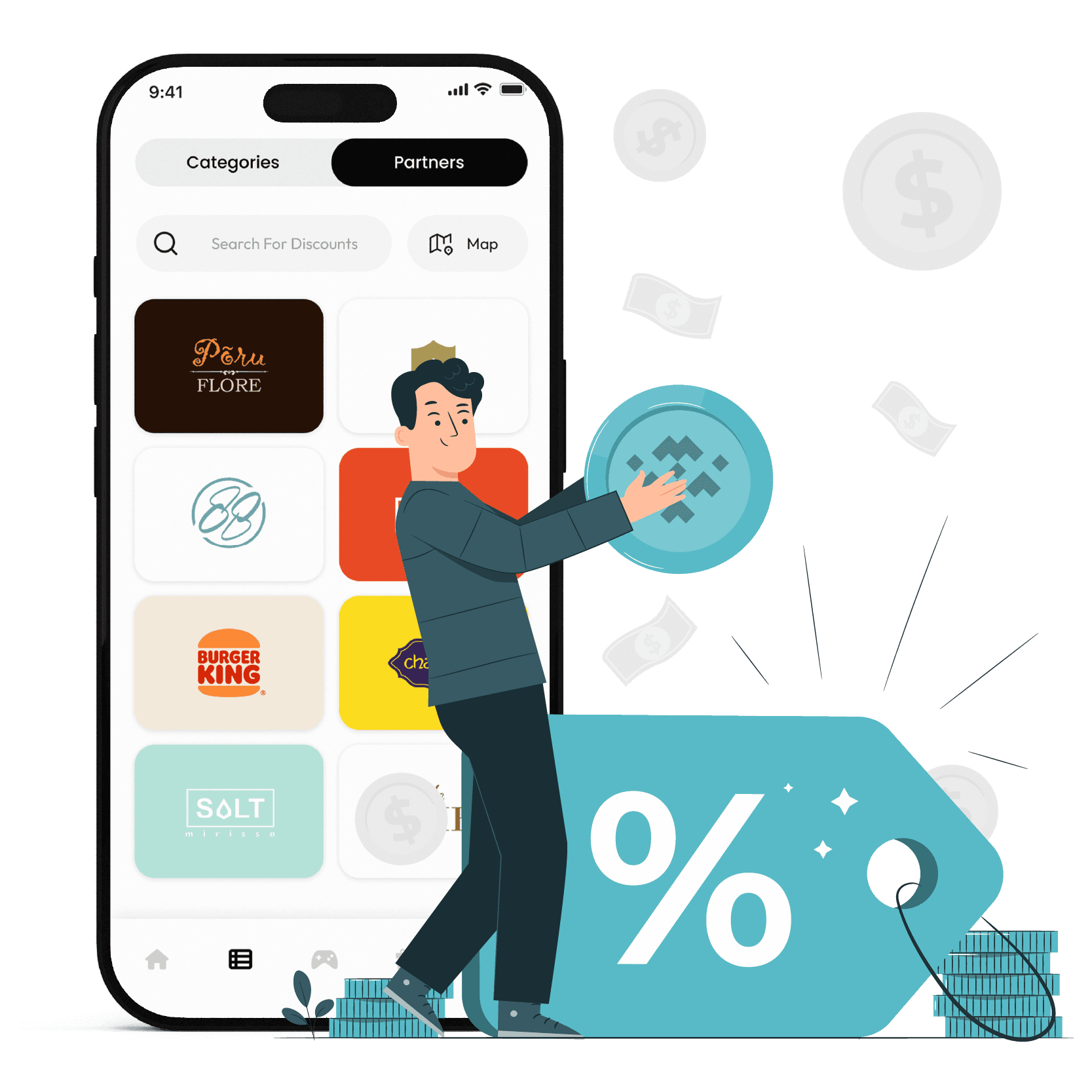Discounts and loyalty points illustration
